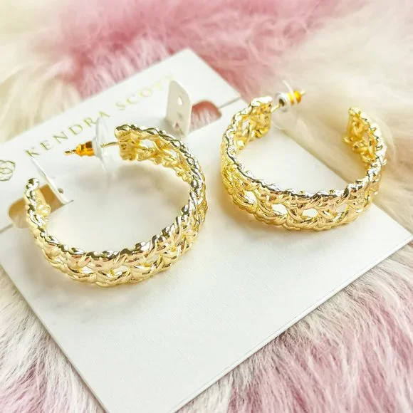 Kendra Scott Gold Natalie Hoop Earrings - Picture 3 of 3